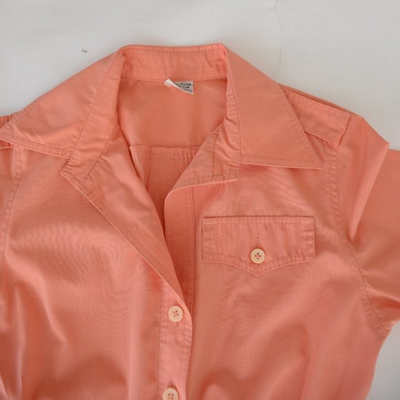 Coral Short Sleeve Jumper Pantsuit 70s Bell Bottoms Leisure Suit - Picture 11 of 16